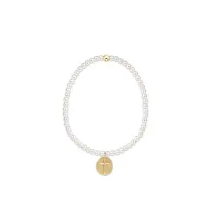 enewton: Classic Pearl 3mm Bead Bracelet - Inspire Small Gold Charm