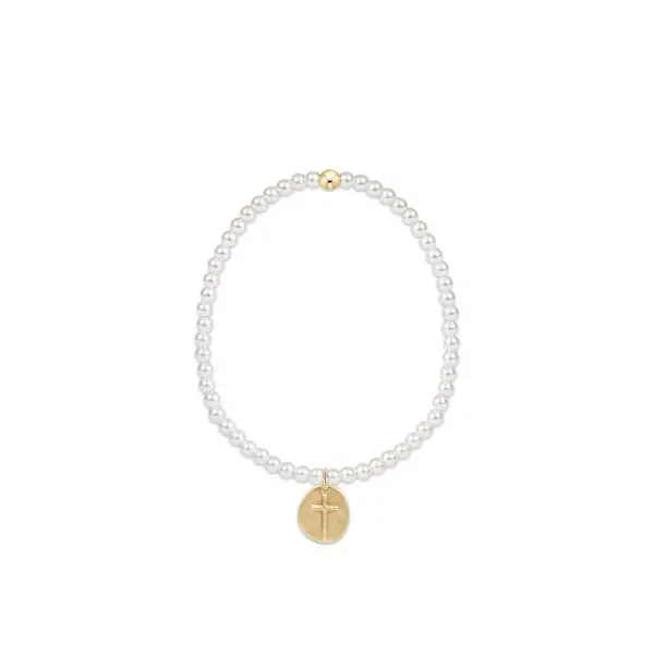 enewton: Classic Pearl 3mm Bead Bracelet - Inspire Small Gold Charm
