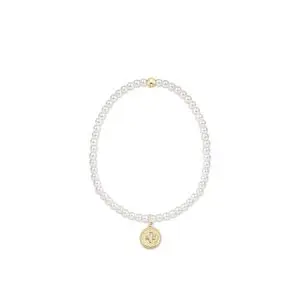 enewton: Classic Pearl 3mm Bead Bracelet - Signature Cross Gold Disc