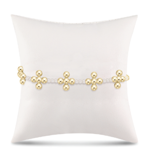 enewton: Signature Cross Sincerity Pattern Pearl 3mm Bead Bracelet - Classic Beaded Signature Cross Gold - 4mm Bead Gold