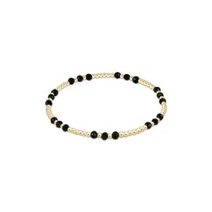 enewton: Gemstone Gold Joy Pattern 3mm Bead Bracelet - Faceted Onyx