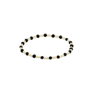 enewton: Gemstone Gold Sincerity Pattern 3mm Bead Bracelet - Faceted Onyx