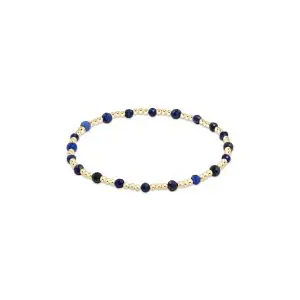 enewton: Gemstone Gold Sincerity Pattern 3mm Bead Bracelet - Lapis