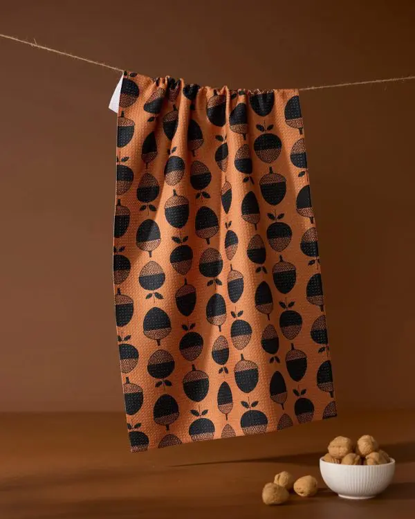 Geometry: Kitchen Tea Towel - Acorn Noir