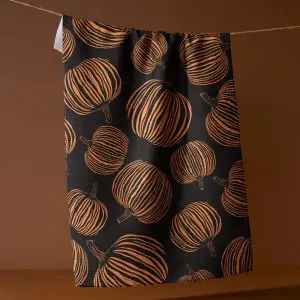 Geometry: Kitchen Tea Towel - Pumpkin Noir
