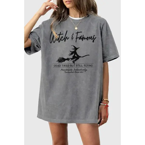 "Witch & Famous" Oversized Mineral Graphic Tee