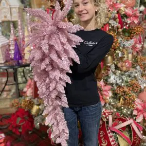 Pine Teardrop Swag 38" - Soft Pink