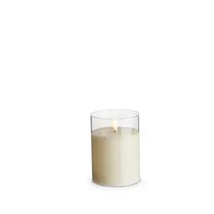 Glass Ivory Pillar Flameless Candle - 3.5x5"