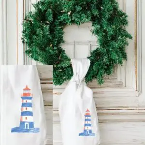 Wreath Sash - Red, White, & Blue Lighthouse