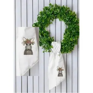 Wreath Sash - Gray Bunny w/ Flowers