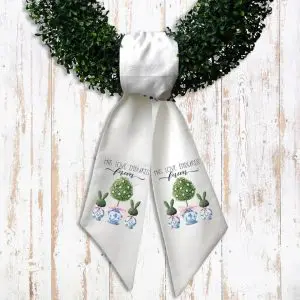 Wreath Sash - "His Loves Endures Forever" Easter Topiary