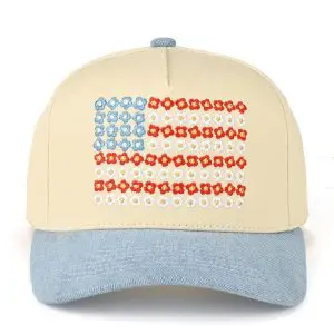 Embroidered Flower Flag Hat