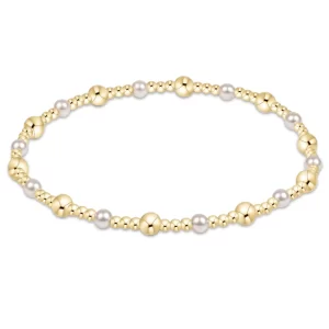 enewton: Classic Gold Sincerity Pattern 4mm Bead Bracelet - Pearl