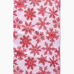 Geometry: Kitchen Tea Towel - Snowy Days Red
