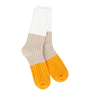 World's Softest Socks: Weekend Confetti Cable Crew - Taupe Multi
