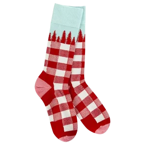 World's Softest Socks: Woods Crew - Red Tree Plaid
